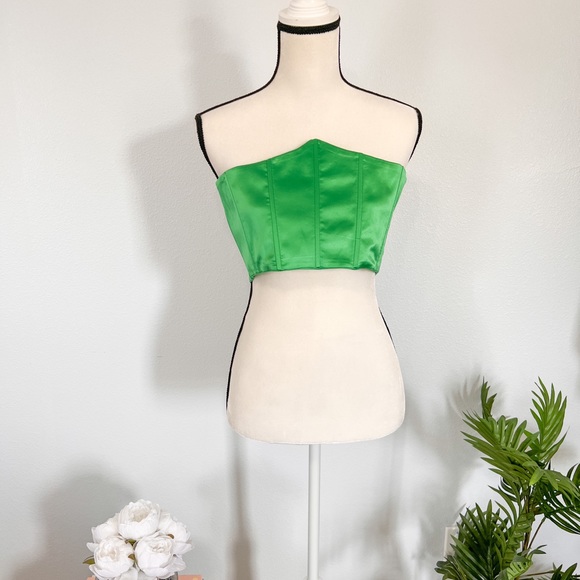 Heiress Beverly Hills Dresses Corset Slip crop top satin green - Picture 3 of 14